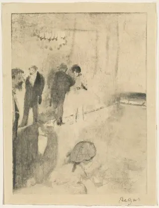 The Green Room, by Edgar Degas, ink, 1876