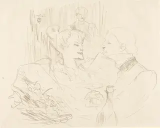 Supper in London (Souper à Londres), by Henri de Toulouse-Lautrec, ink, 1896