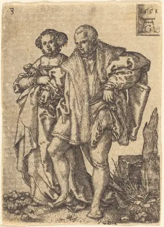 Dancing Couple, by Heinrich Aldegrever, ink, 1551