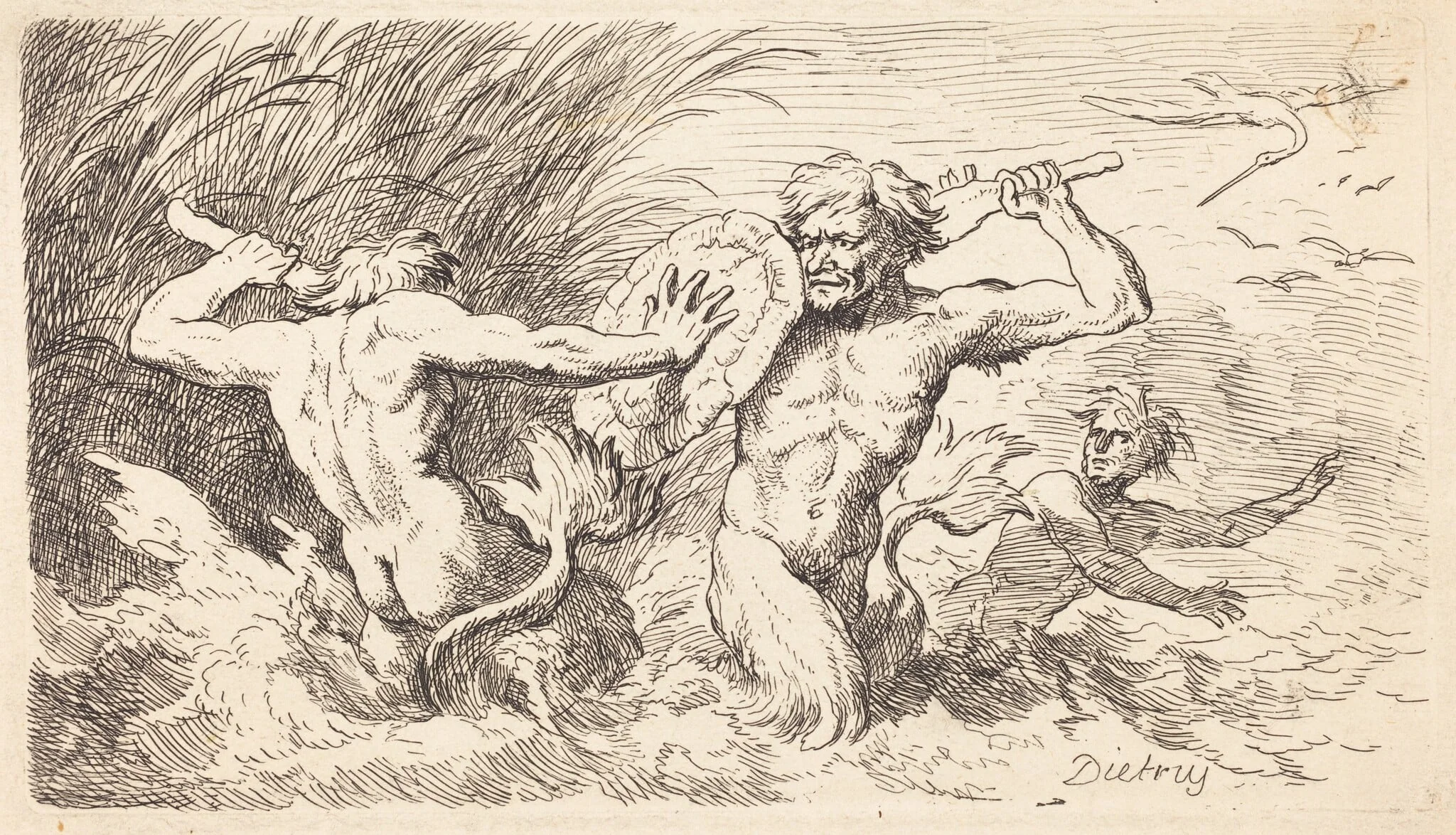 Battling Tritons, detail