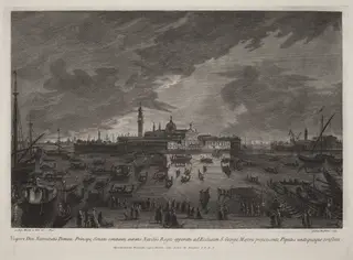 Christmas Eve Procession to San Giorgio Maggiore, by Giovanni Battista Brustolon, ink, 1779