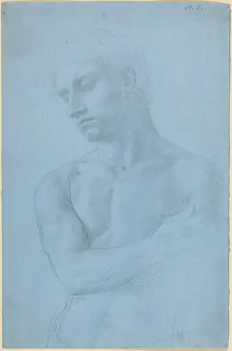 Bust of Nude Man, by Alphonse Legros, graphite, 1874