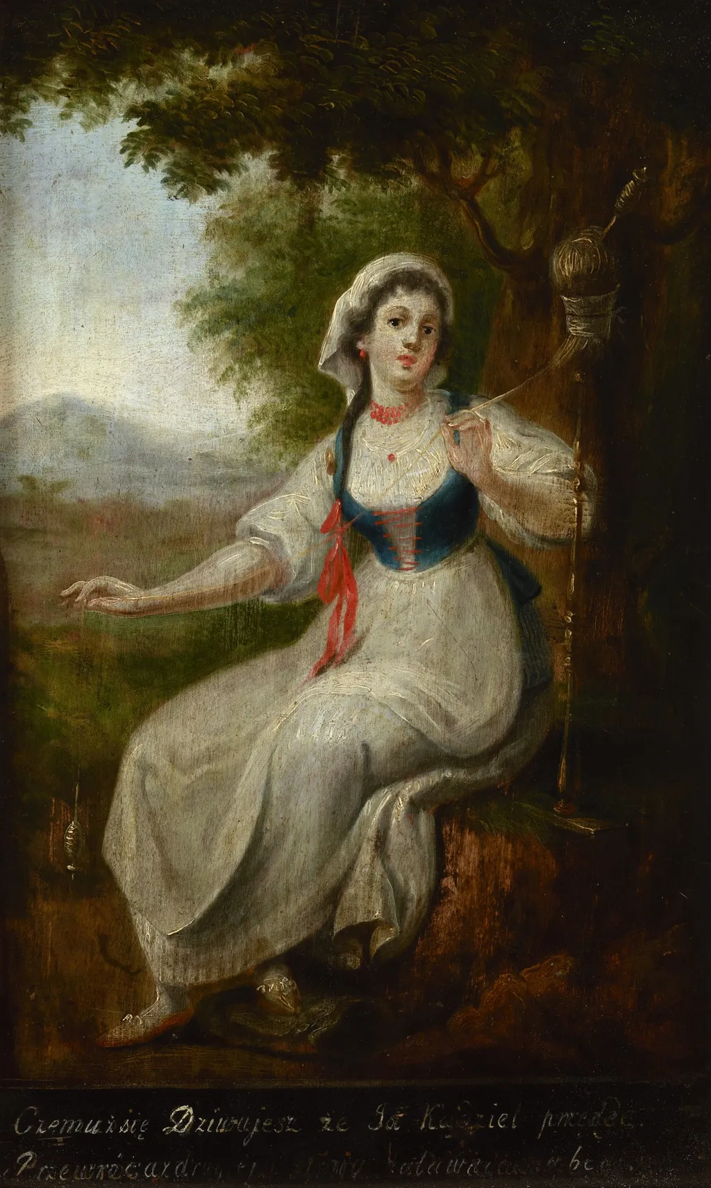 Spinner at Her Work, by Michał Stachowicz, oil, 1806