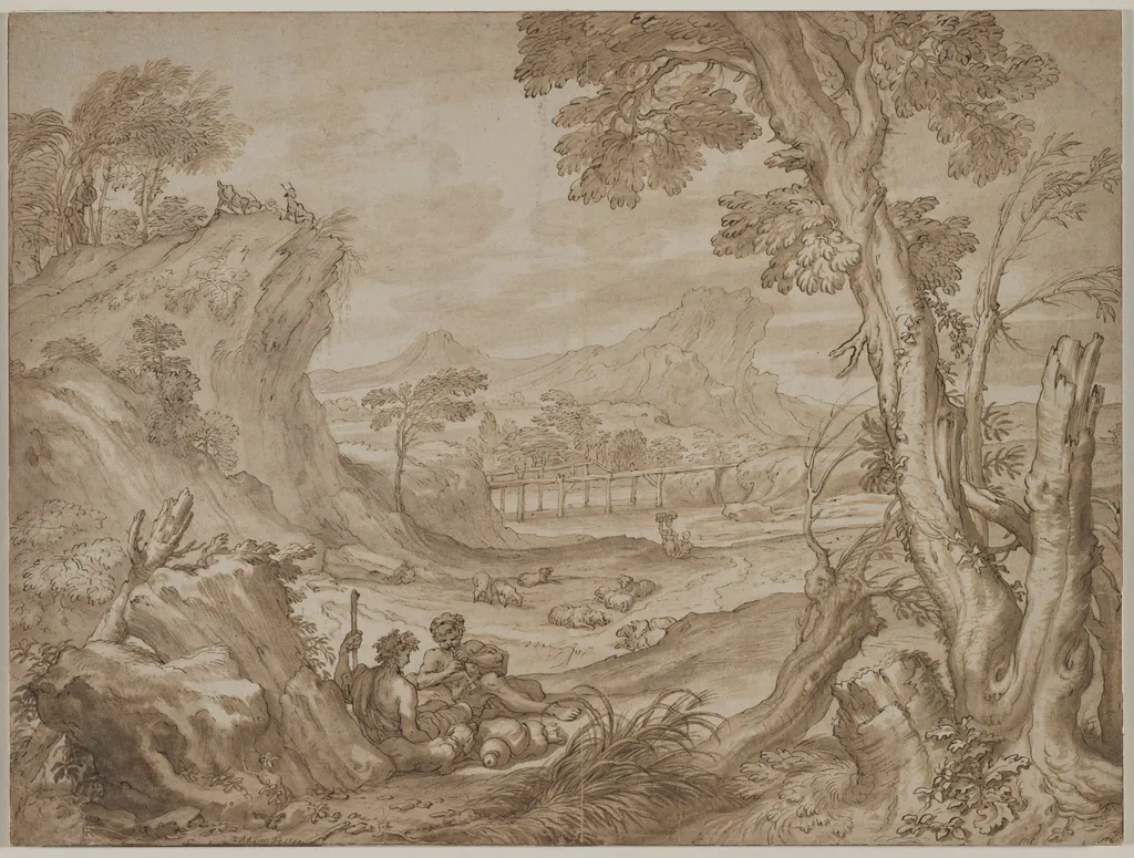 Landscape with Shepherds, by Domenico Piola, 1700