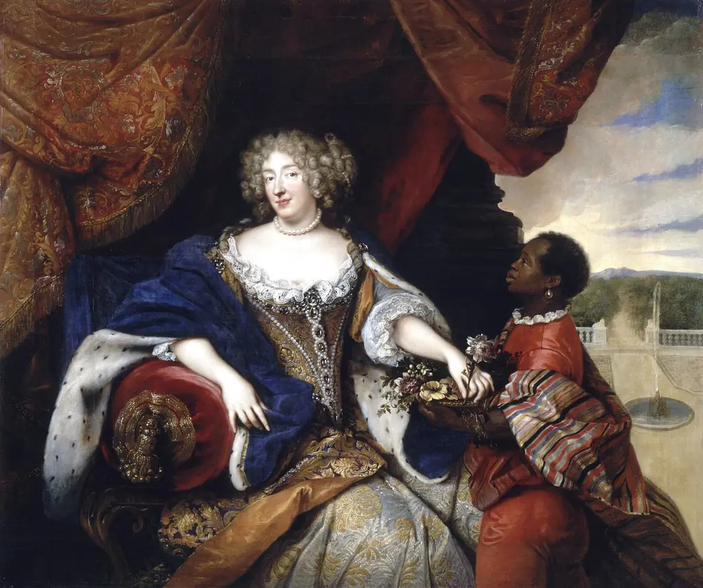Portrait of Elizabeth Charlotte of the Palatine with her Slave, by François de Troy, oil, 1690