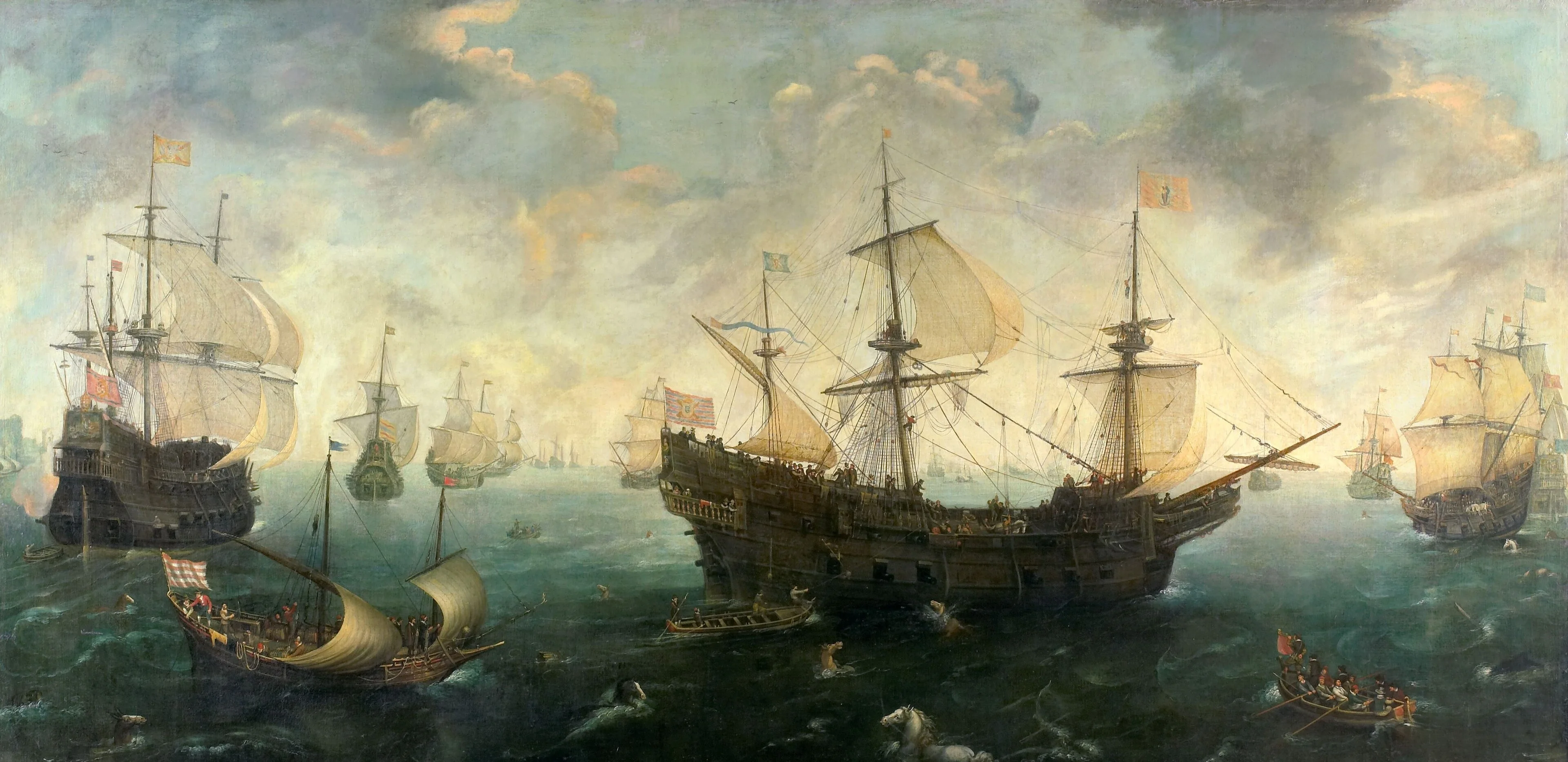 The Spanish Armada off the English coast, detail