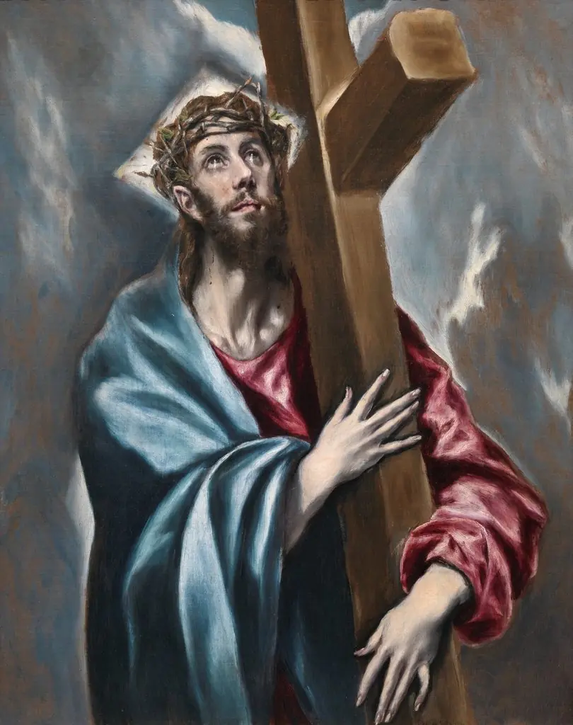 Christ Holding the Cross, by El Greco, oil, 1602