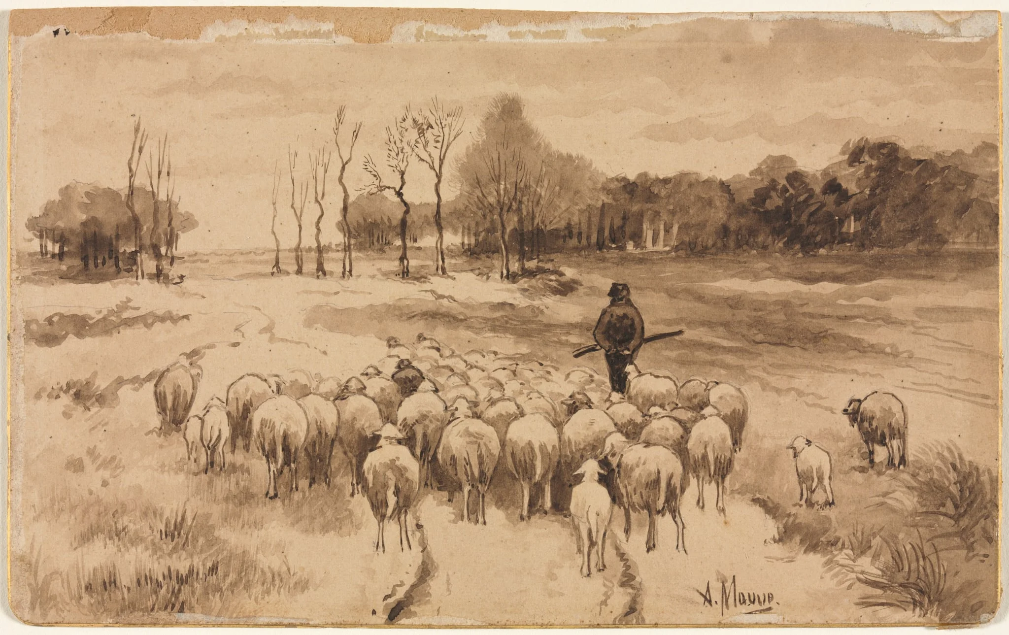 Shepherd with His Flock, detail