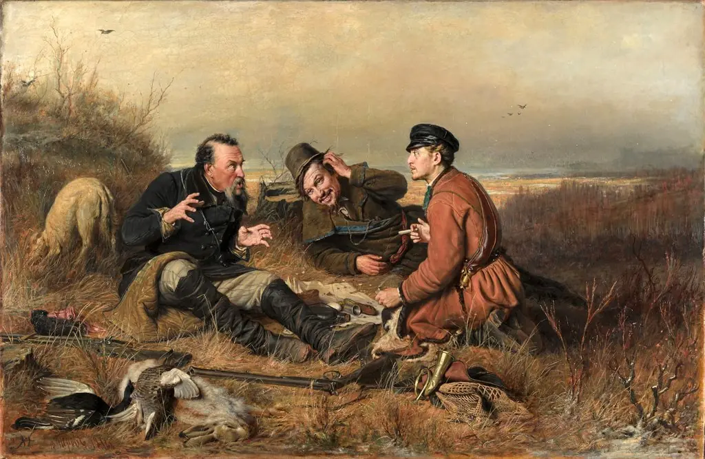 The Hunters at Rest, by Vasily Perov, oil, 1871