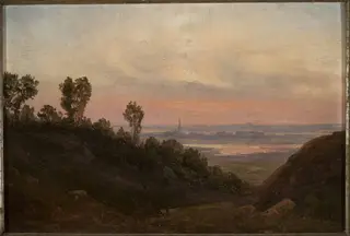 Hilly landscape at sunset, by Chrystian Breslauer, unspecified, 1852