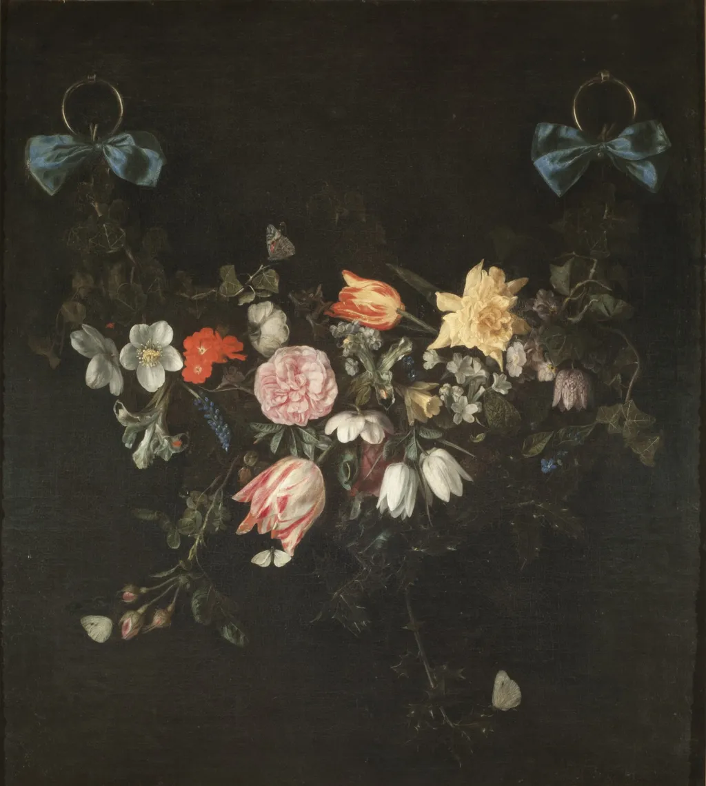 Flower Garland, by Jan Philip van Thielen, oil, 1650