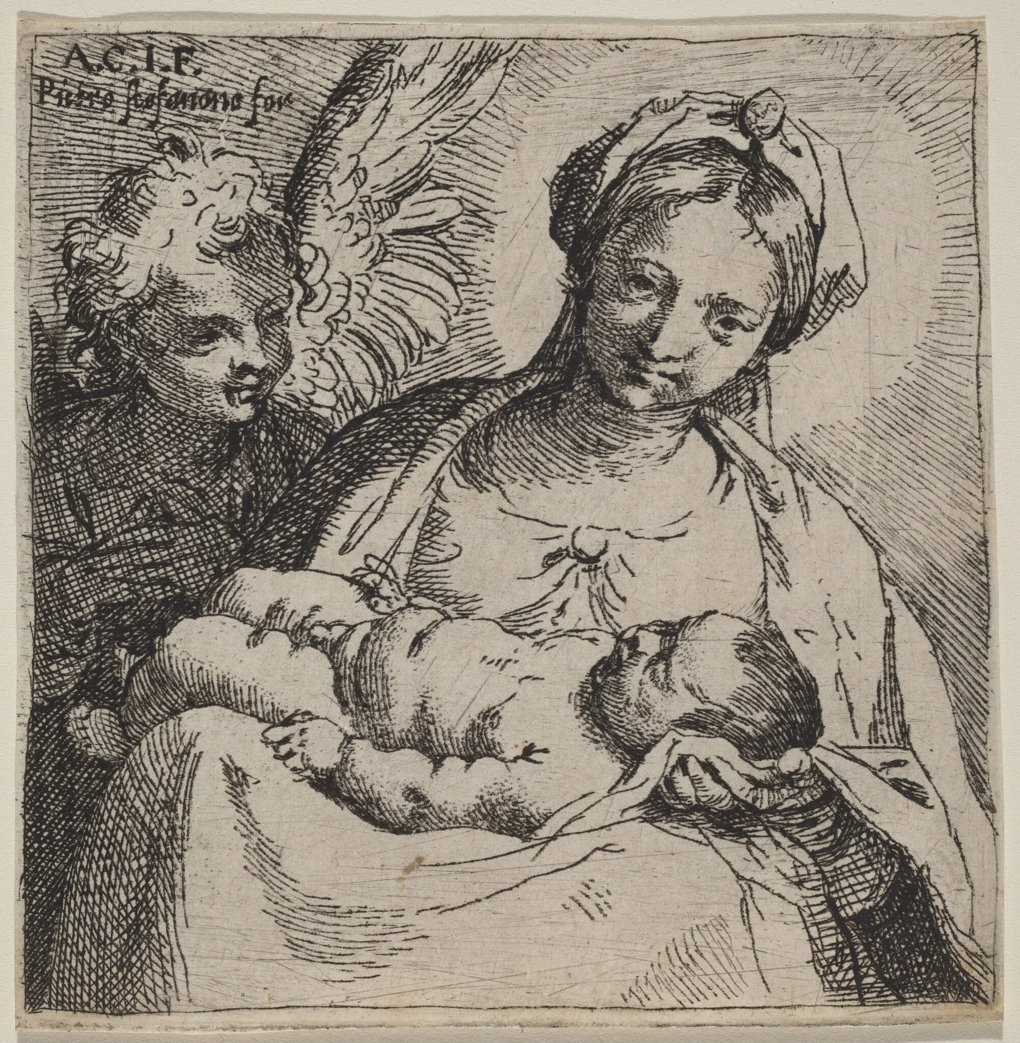 Madonna and Child with an Angel, detail