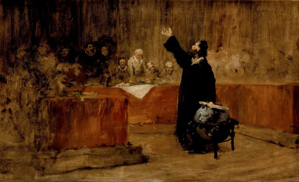 Sketch for a Picture--Columbus before the Council of Salamanca (A) (Christopher Columbus before the Council of Salamanca), by William Merritt Chase, unspecified, 1888