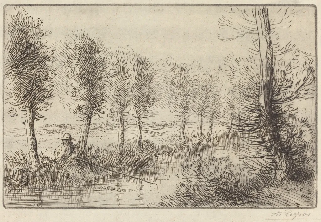 Near the Mill (Pres du moulin), by Alphonse Legros, ink, 1874