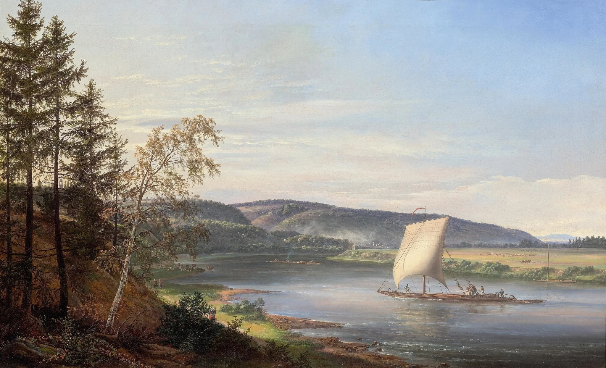 View of the Elbe from Coselschen Garten near Dresden, detail