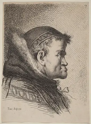 Head of a Cleric, by Benigno Bossi, ink, 1775