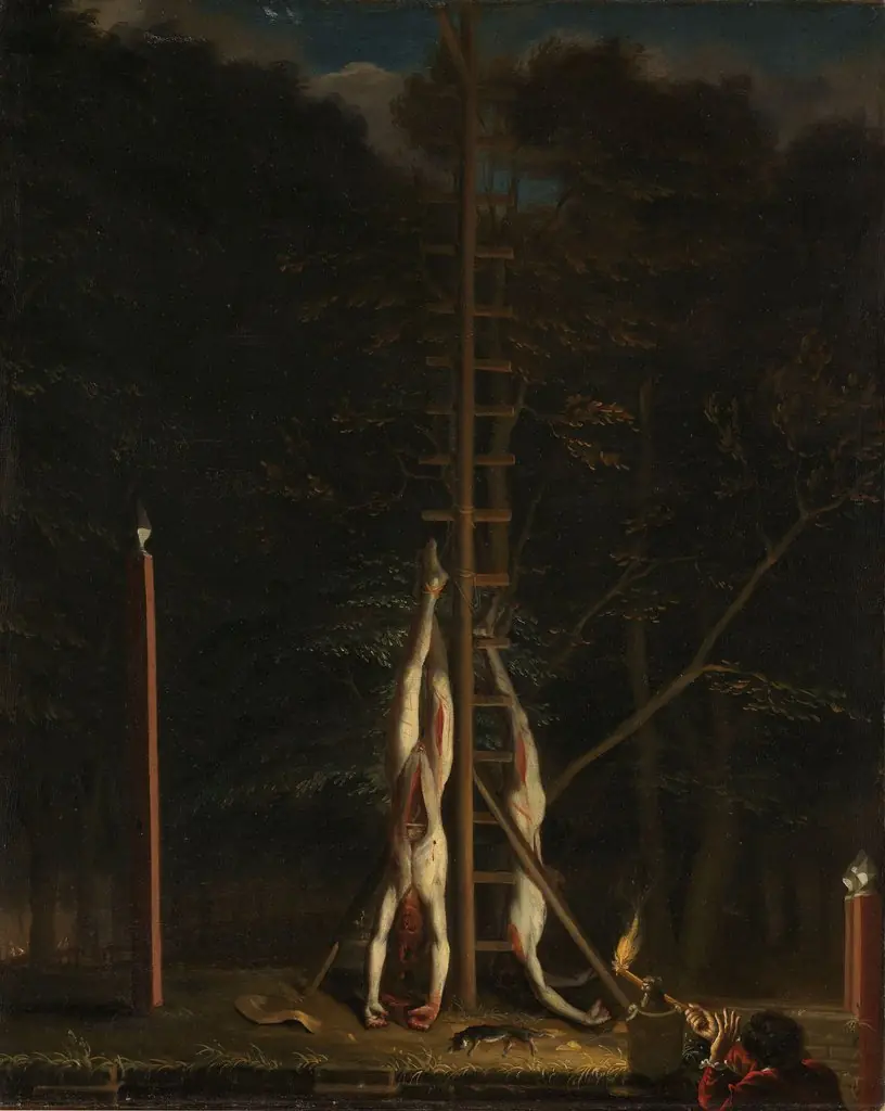 The Corpses of the De Witt Brothers, by Jan de Baen, oil, 1673