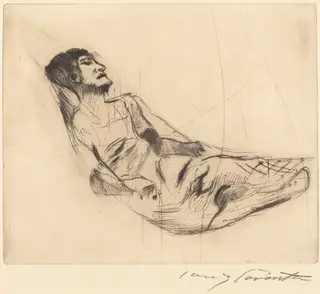 In der hängematte II (In the Hammock II), by Lovis Corinth, ink, 1920