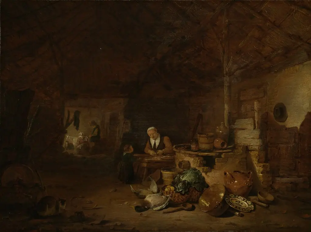 Interior of a barn, by Egbert van der Poel