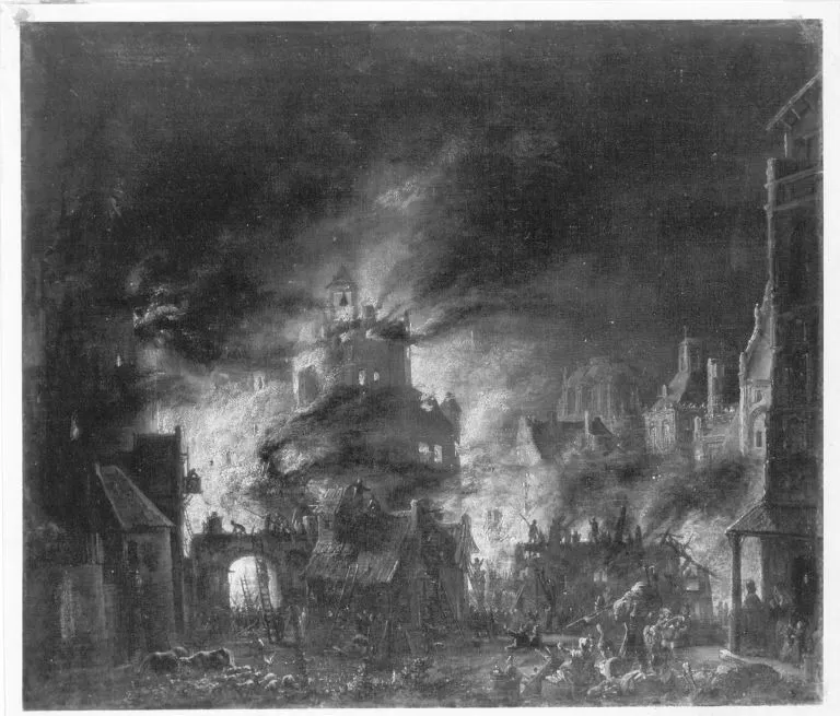 Stadtbrand (Nachahmer), by Egbert van der Poel, unspecified, 1642
