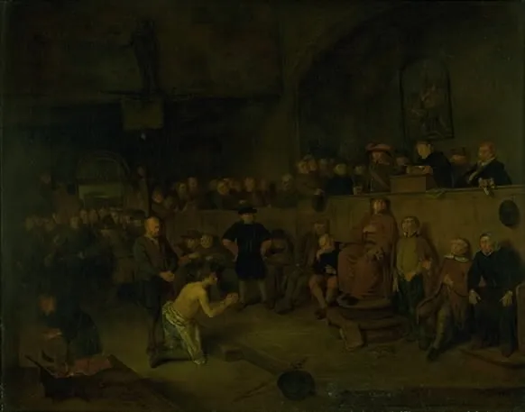A Trial, by Egbert van Heemskerck, oil, 1688