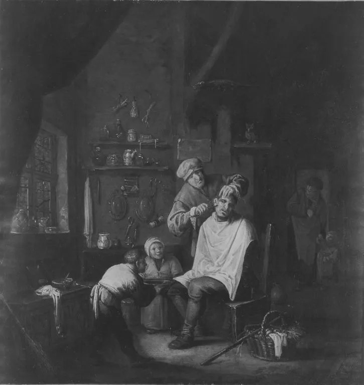 Eine Barbierstube, by Egbert van Heemskerck II, unspecified, 1669