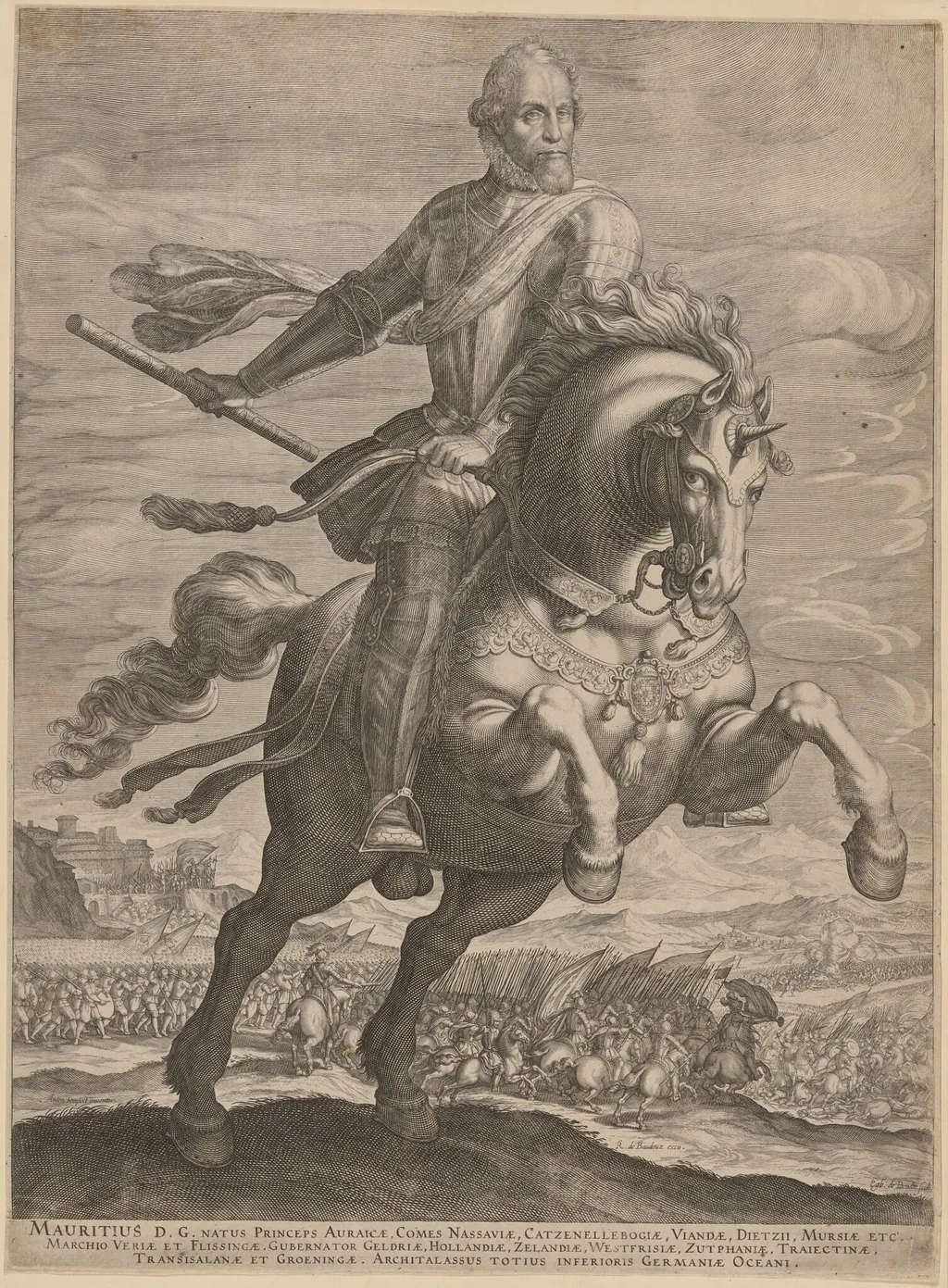 Maurice, Prince of Orange on Horseback, by Egbert van Panderen, ink, 1609