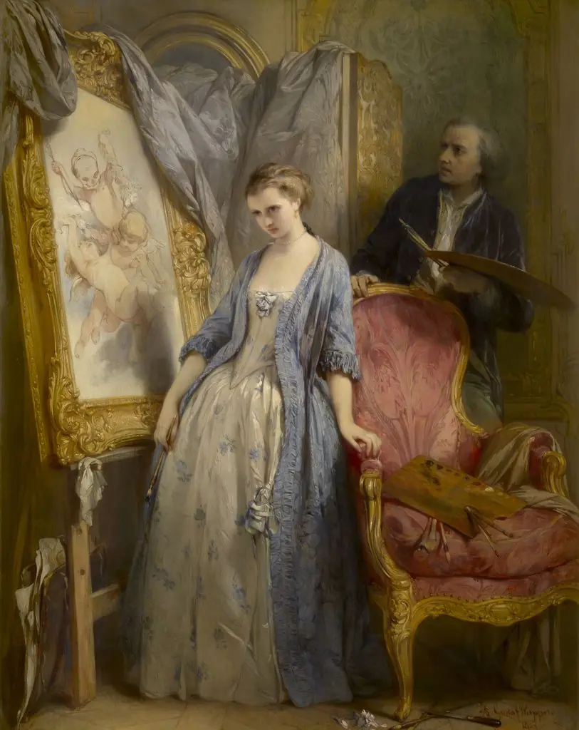 Young paintress in reverie, by Égide Charles Gustave Wappers