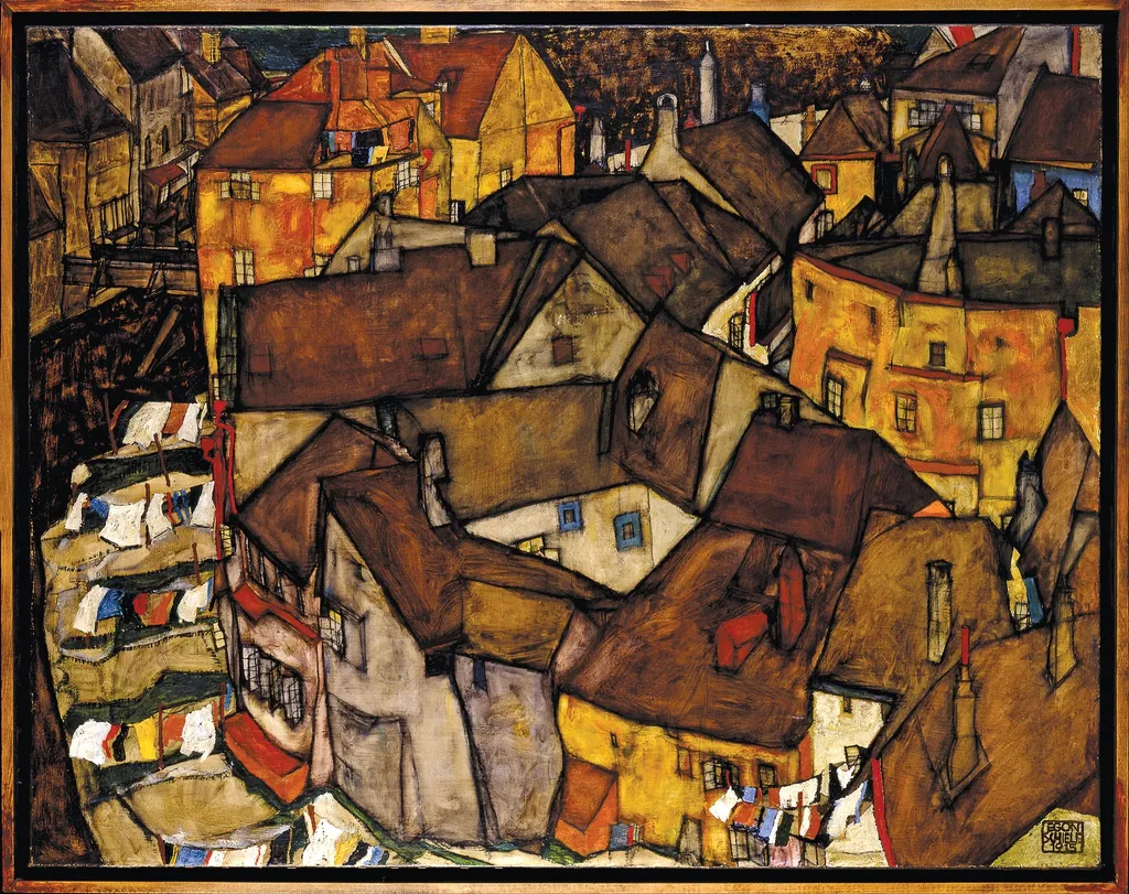 Crescent of Houses (The small City V), by Egon Schiele, oil, 1915