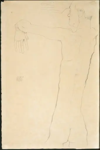 Nude Man with Raised Arms (recto), by Egon Schiele