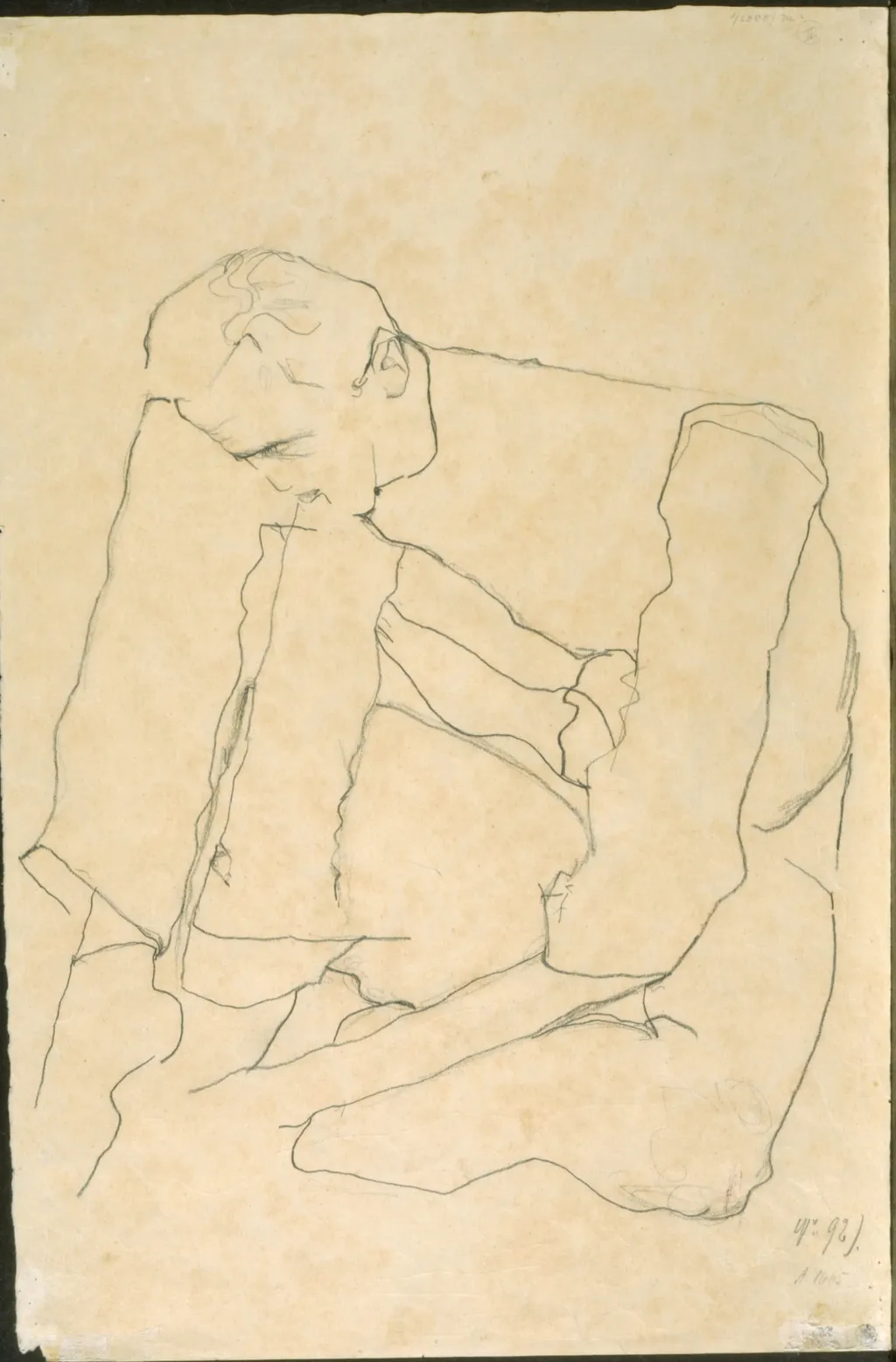 Seated Man (verso), by Egon Schiele, 1911