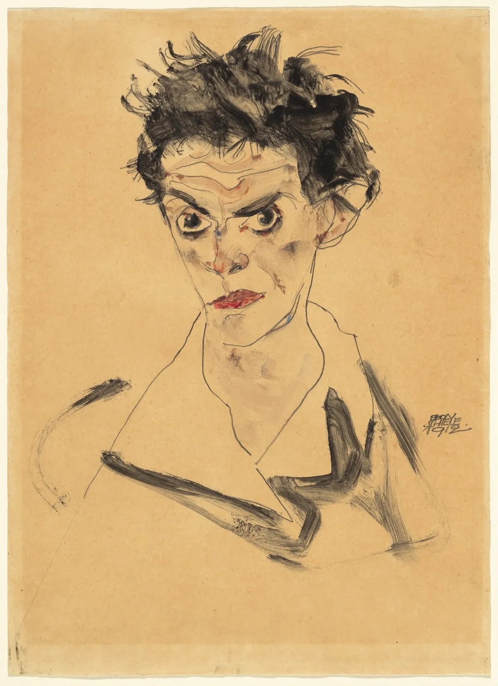 Self-Portrait, by Egon Schiele, graphite, 1912