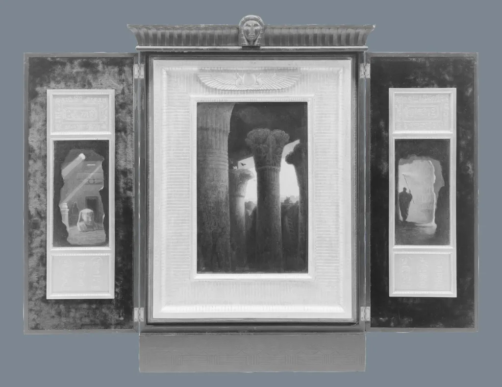 Egyptian Revival Triptych, oil, 1893
