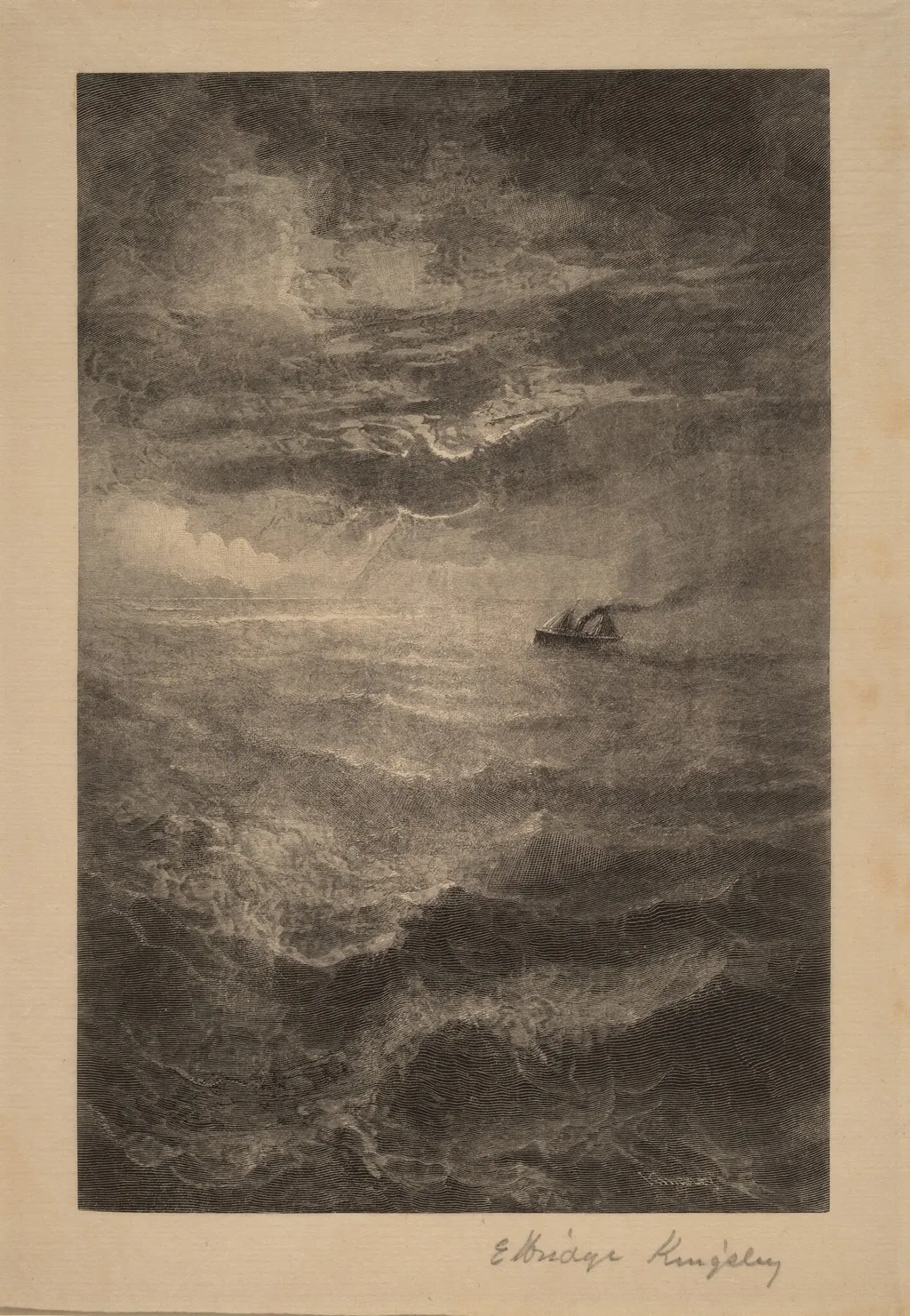 At Sea, by Elbridge Kingsley, ink, 1883