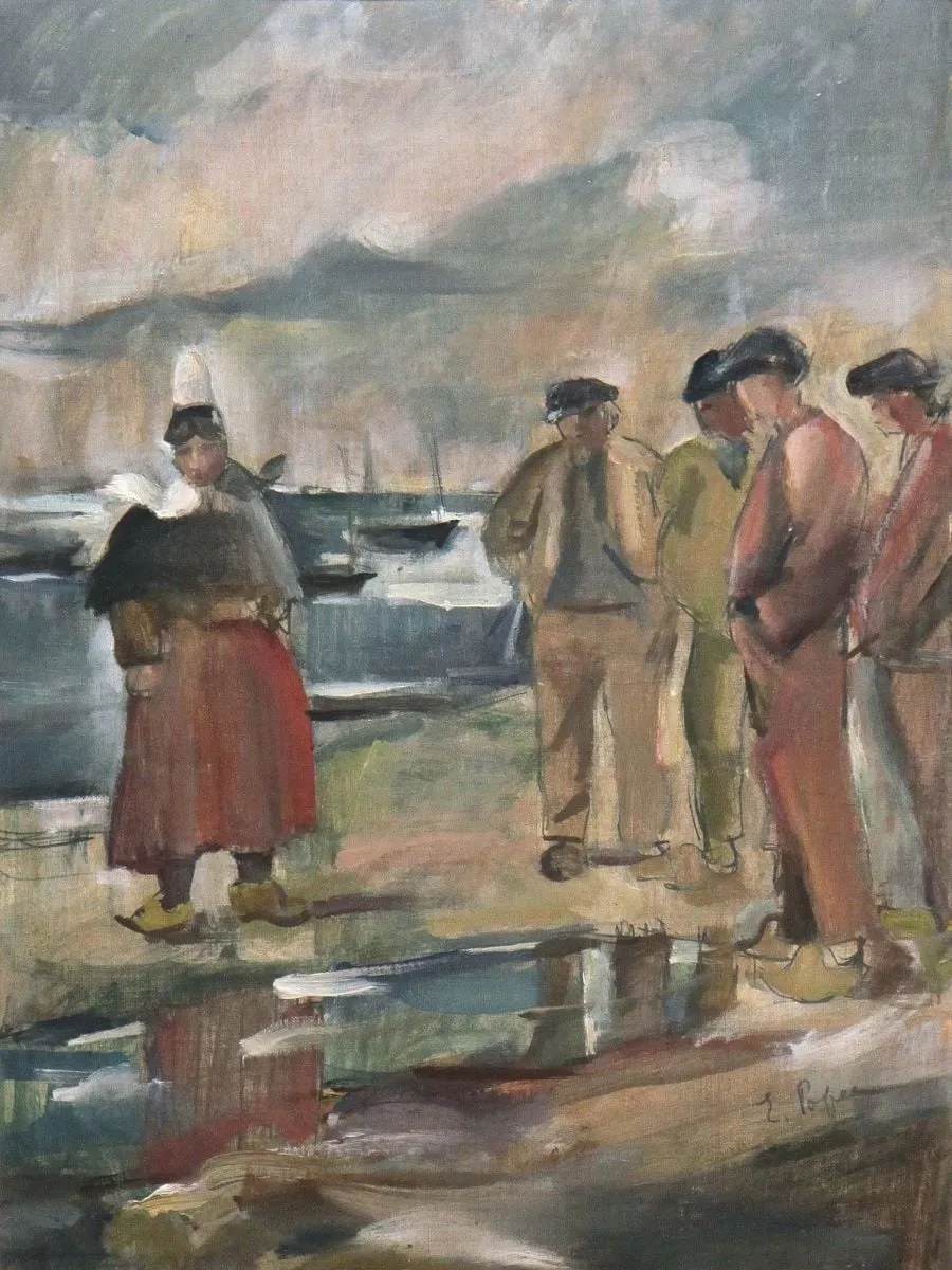 Grup de muncitori bretoni, by Elena Popea, unspecified, 1920