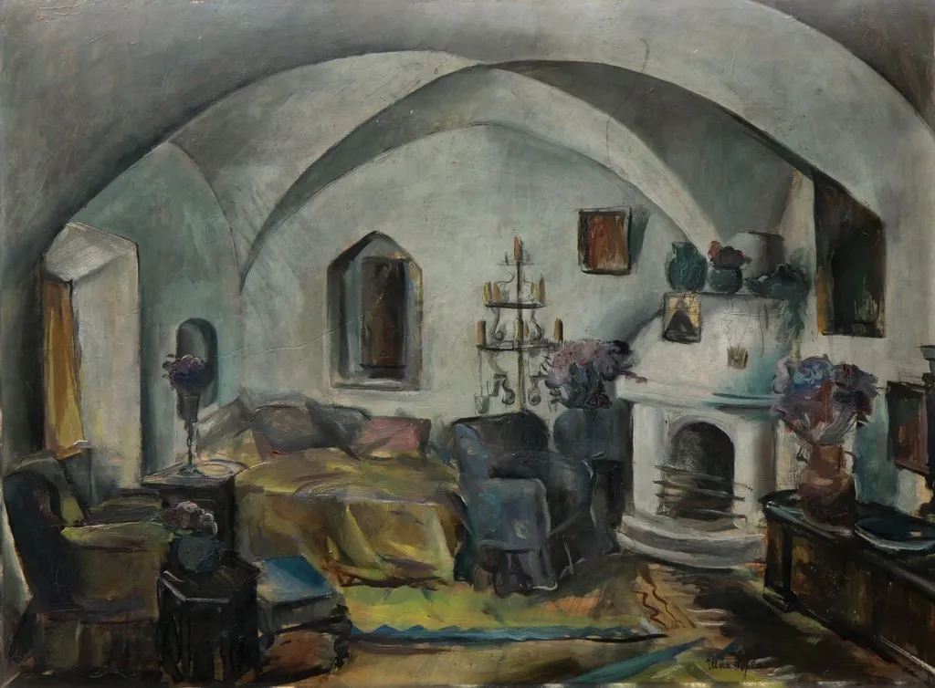 Interior la Castelul Bran, by Elena Popea, unspecified, 1920
