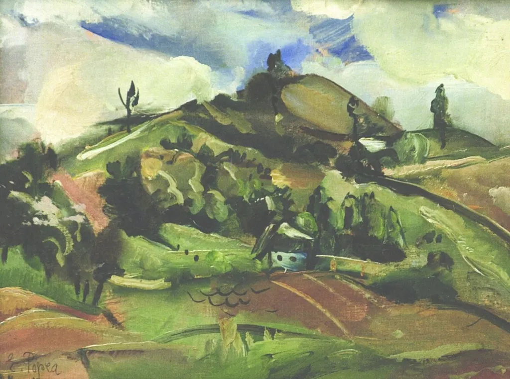 Peisaj de deal, by Elena Popea, 1920