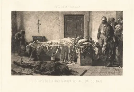 Il corpo di Luciano Manara visitato dai soldari (The Body of Luciano Manara Visited by Soldiers), by Eleuterio Pagliano
