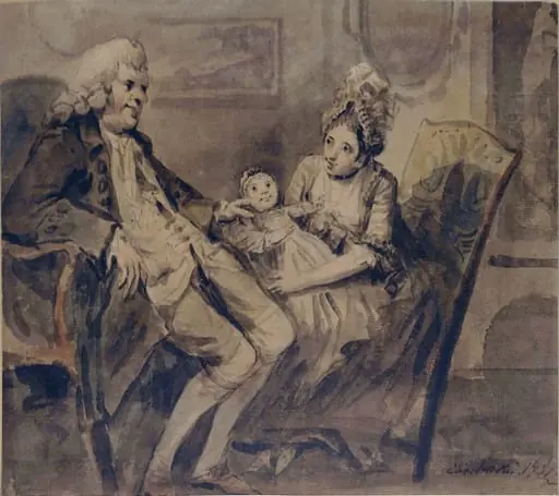 Interior with family group, by Elias Martin