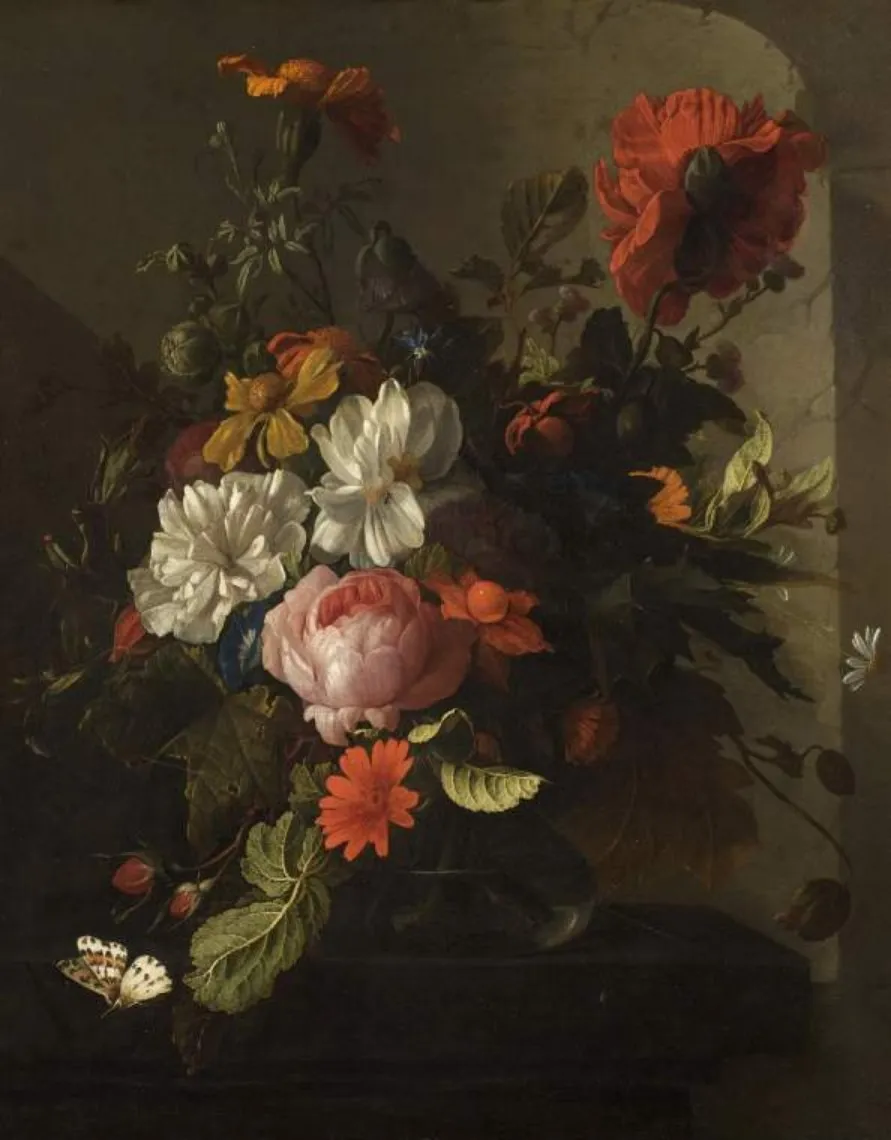 Vase of flowers, by Elias van den Broeck, oil, 1690