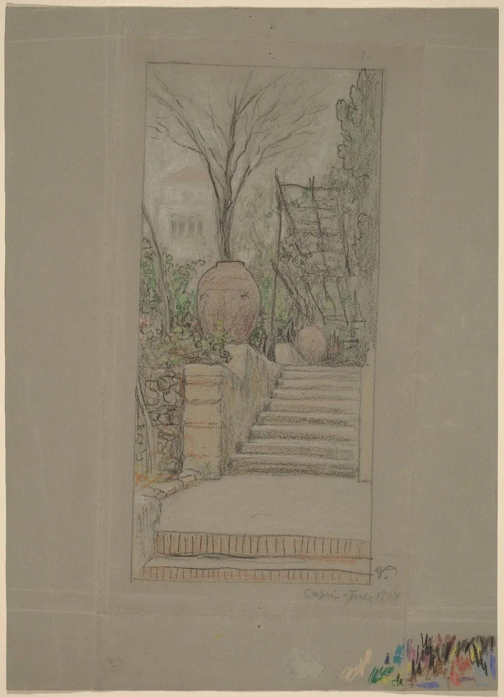 Capri, by Elihu Vedder, pastel, 1914