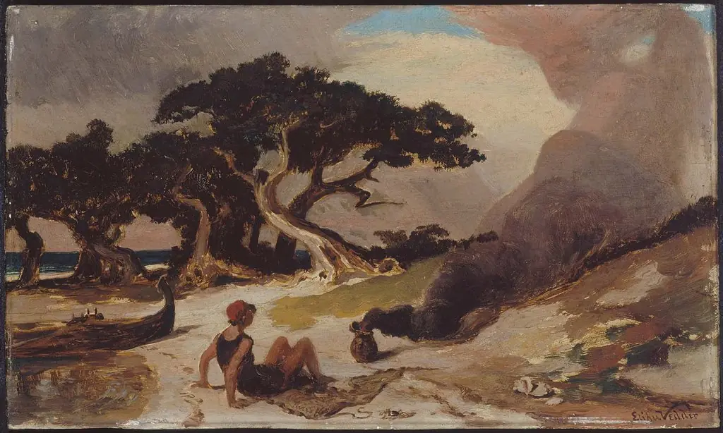 Fisherman and the Genie (Sketch), by Elihu Vedder