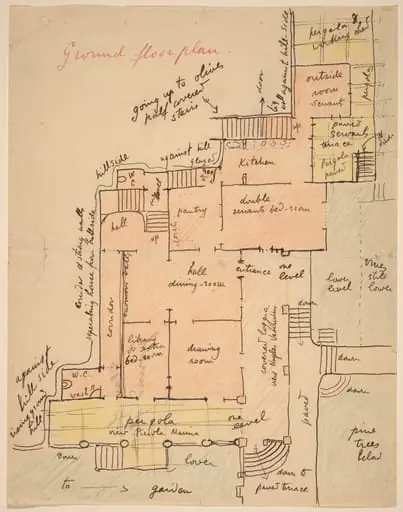 Ground Floor Plan for Torre Quatro Venti, by Elihu Vedder