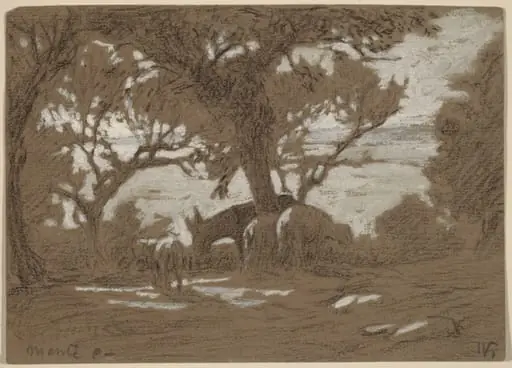 Mt. Colognola - Sheep Grazing on Lake Trasimeno, by Elihu Vedder