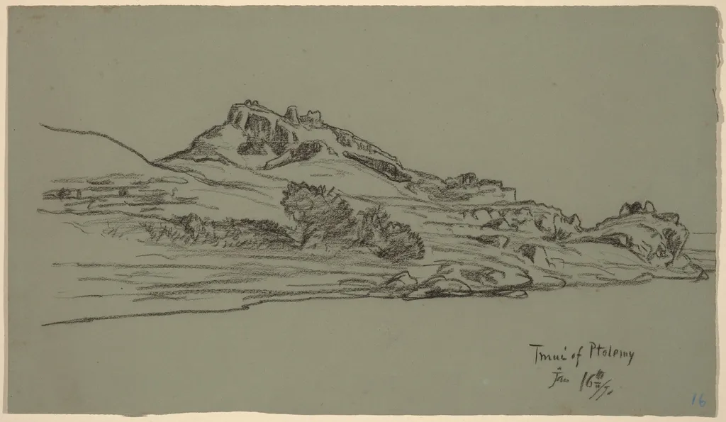 Nile Journey, Tmui of Ptolemy, by Elihu Vedder, crayon, 1890