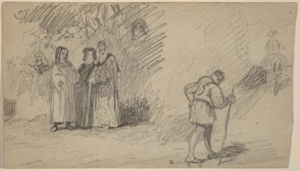 Son and the Donkey, by Elihu Vedder, graphite, 1859