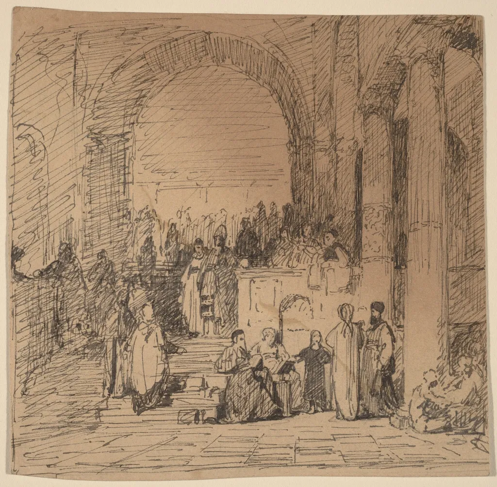 Study after Old Master, by Elihu Vedder, ink, 1858
