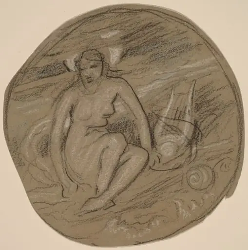Study for "Music", by Elihu Vedder