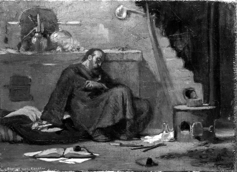 Study for The Dead Alchemist, by Elihu Vedder