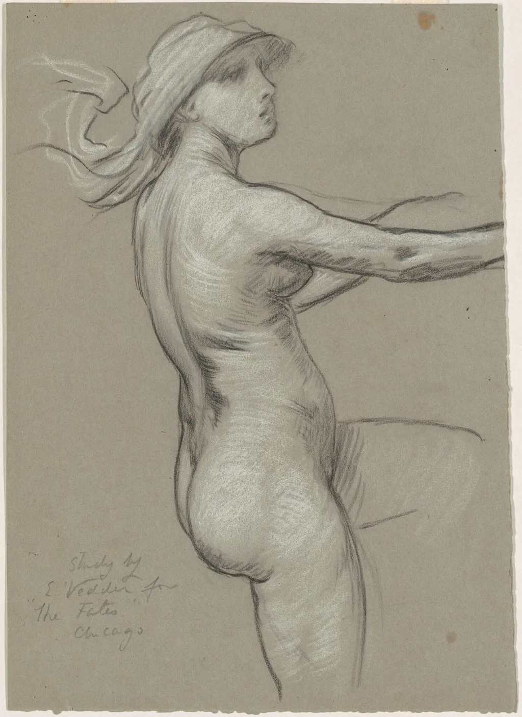 Study for "The Fates Gathering in the Stars", by Elihu Vedder, charcoal, 1886
